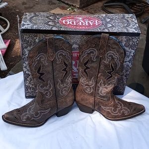 LAREDO AUTHENTIC WESTERN BOOTS STUDDED LEATHER UPPERS #52133 WOMENS SIZE 8.5M